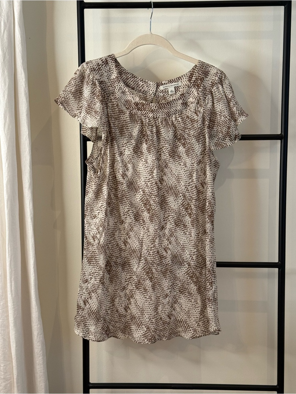 Banana Republic Brown and Cream Silk Blouse